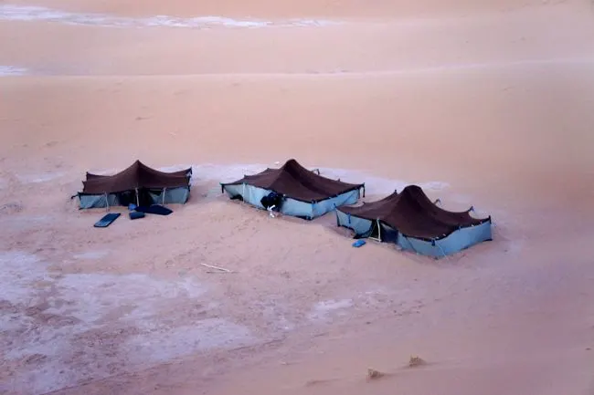 Traditional woolen tents in the Sahara desert