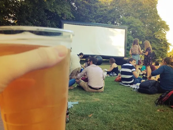beer in outdoor cinema