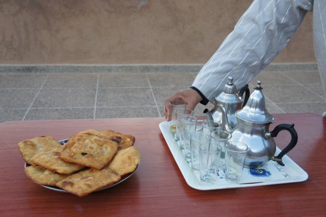 Making traditional mint tea in morocco