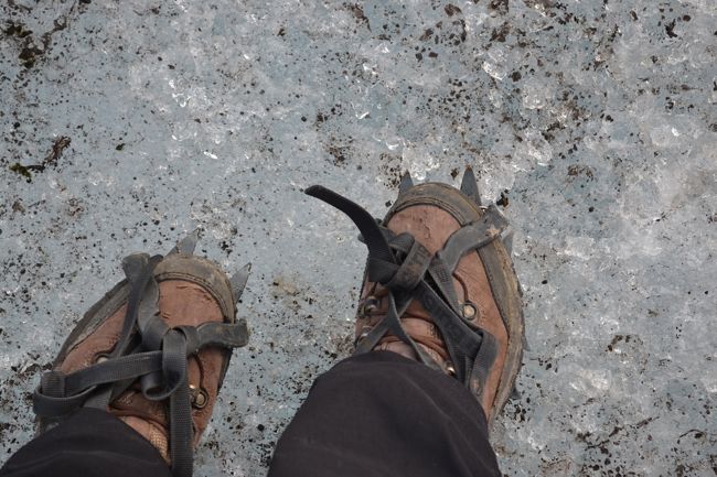 Crampons for glacier hiking in Iceland