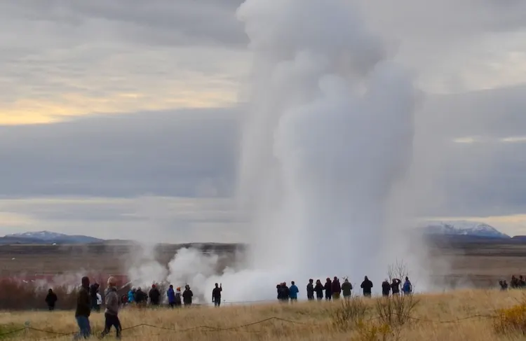 Waiting for the geysir in Iceland