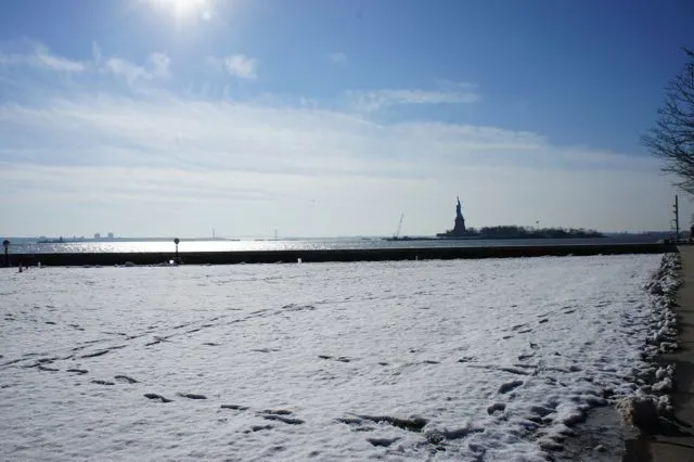 Snowy views to the statue of Liberty