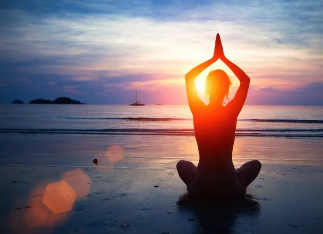 yoga on beach