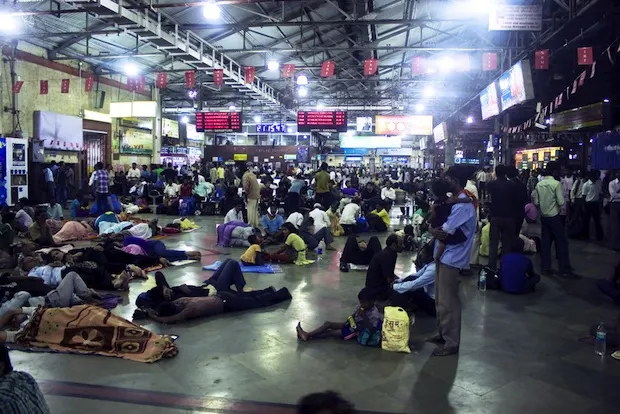 Inside a busy train station in India