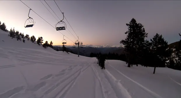 Snowshoeing in Spain at Sunset