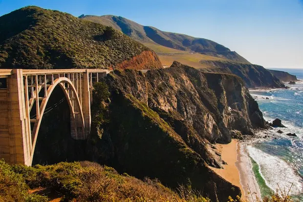 The Big Sur and its rocky coastline on a bright beautiful day