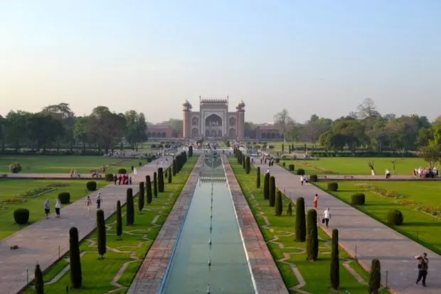view over the gardens from the Taj Mahal