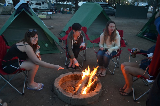 Camp fire with trek america