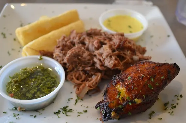 Pork Vaca Frita with sweet plantains