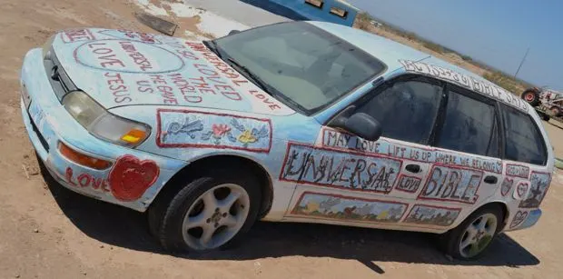 Car at salvation Mountain