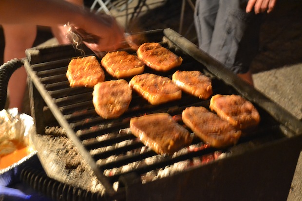 Cooking steaks at Lak Havasu