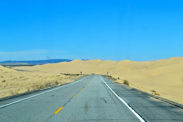 Driving through the desrt in Arizona