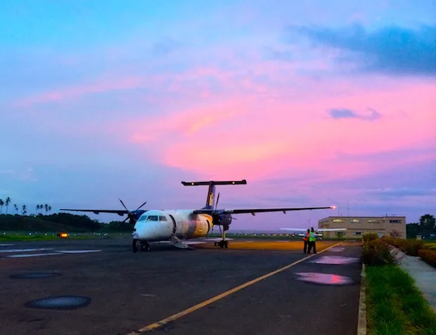 Sunset on the airstrip in Dominica