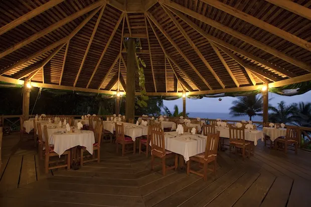 Pavillion restaurant at Jungle Bay Spa and Resort, Dominica, West Indies.
