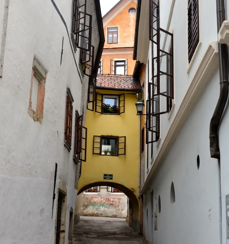 Wonky streets in Skofja Loka