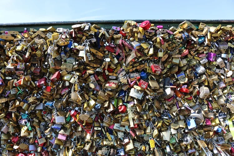 Paris love lock bridge