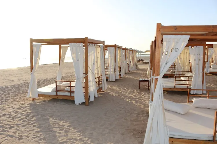 Beach beds at Baron Palace Resort Hurghada Egypt