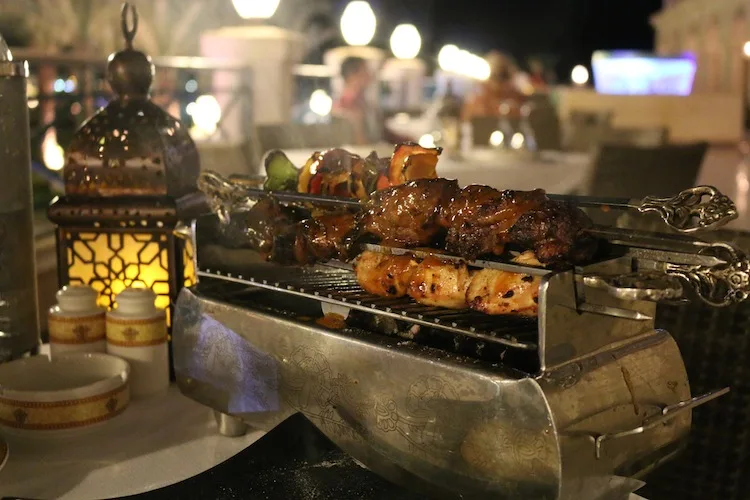 Kebabs at Baron Palace Resort Hurghada Egypt