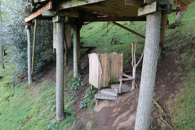 Shower below tree house