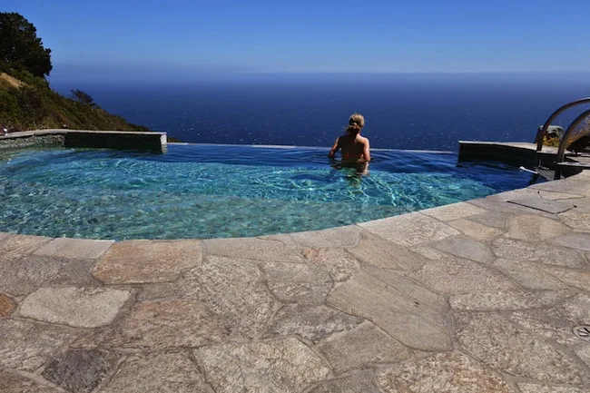 A pool with a view at the Post Ranch Inn, Big Sur