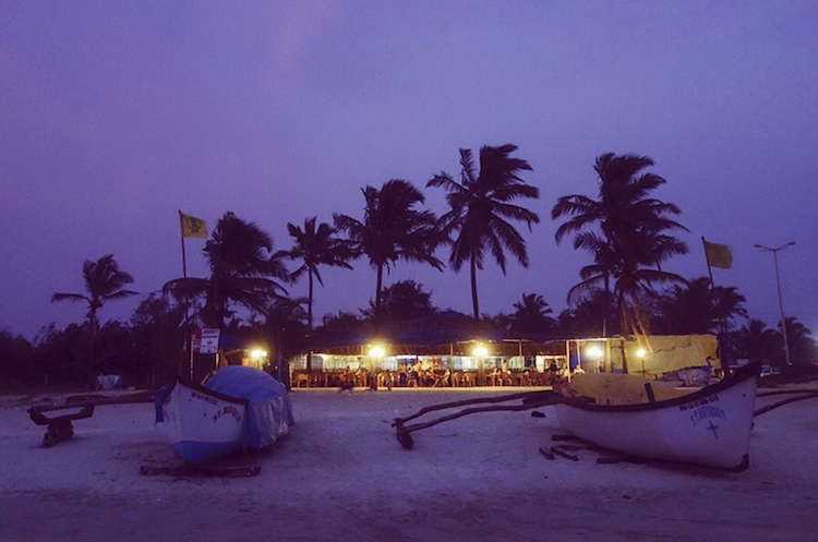 Beach shack at sunset in Goa