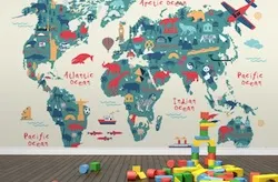 Kids world map wallpaper