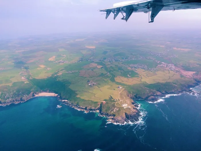 Flying to the Scilly Isles over Newquay on the Skybus