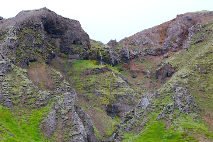 Helicopter ride in Iceland to waterfall