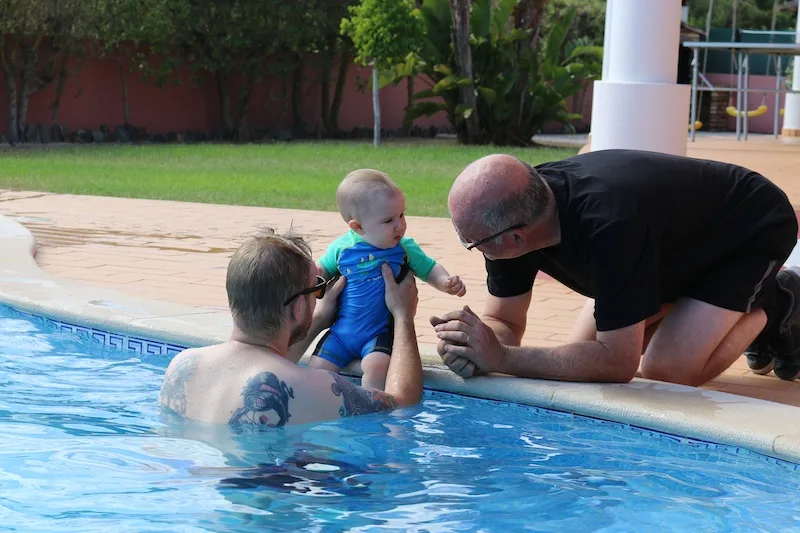 George's first swim