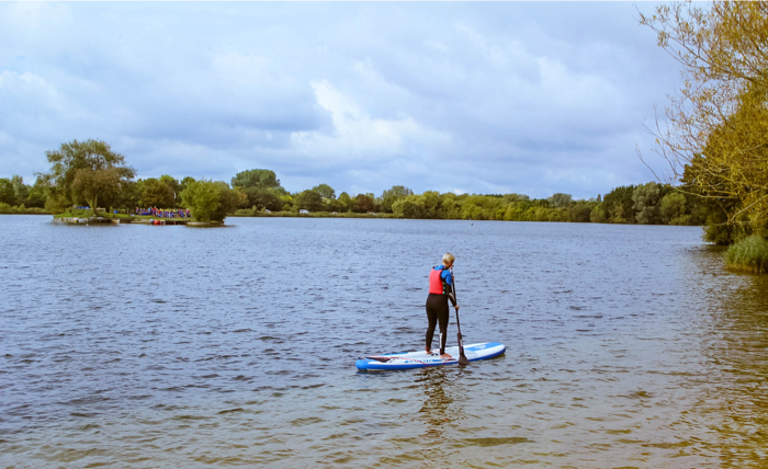 Paddleboarding at the Cotswold Water Park