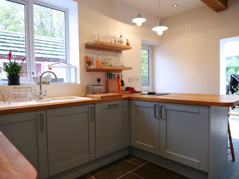 Blue kitchen cupboards