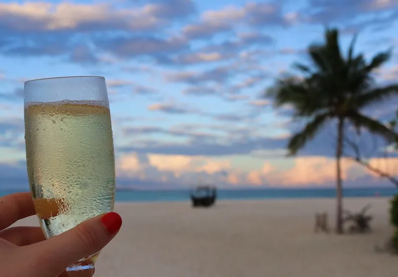 Champage brekafast in the Maldives