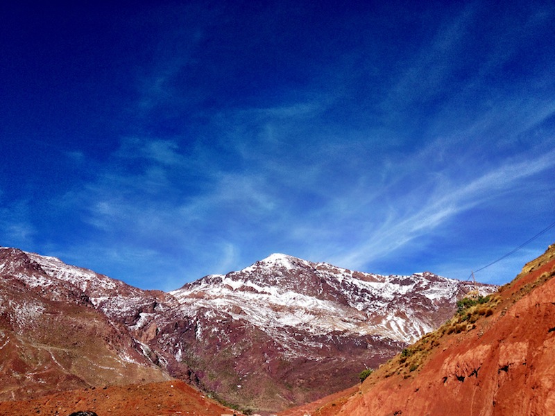 Snow capped High Atlas Mountains in Morocco