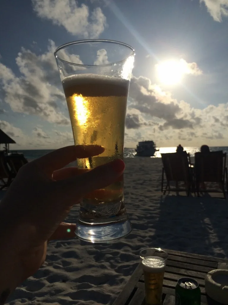 Sunset beers at Coco Palm Dhuni Kolhu