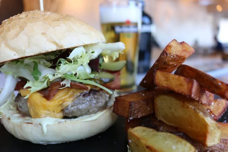 Burger and chips