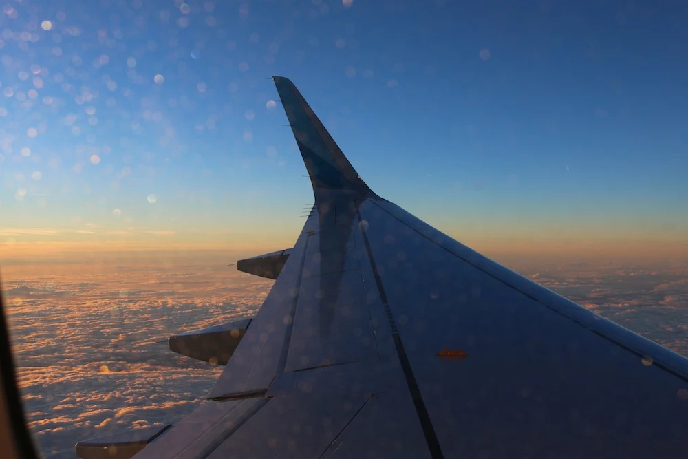 Sunrise from the airplane windwo
