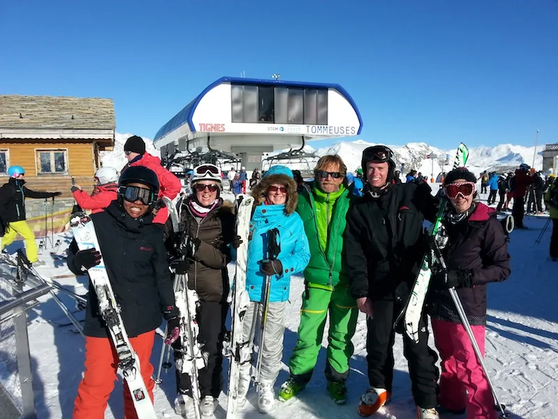 Skiing group in Tignes