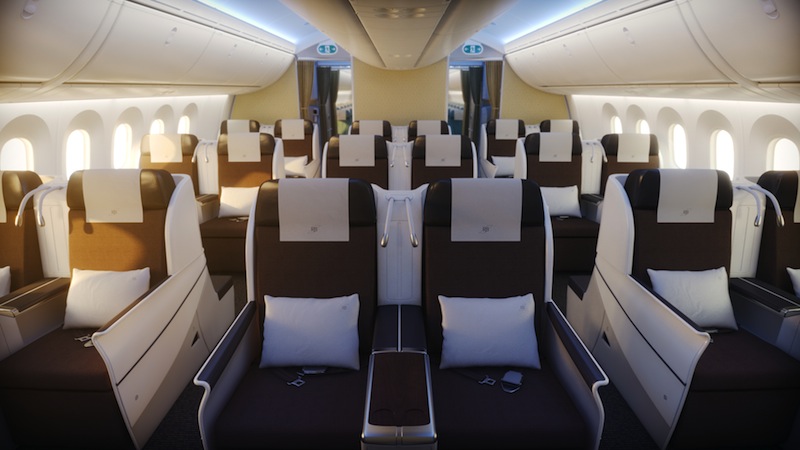787 Business class cabin | Royal Brunei Airlines Review on The Travel Hack