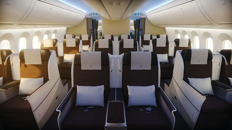 787 Business class cabin | Royal Brunei Airlines Review on The Travel Hack