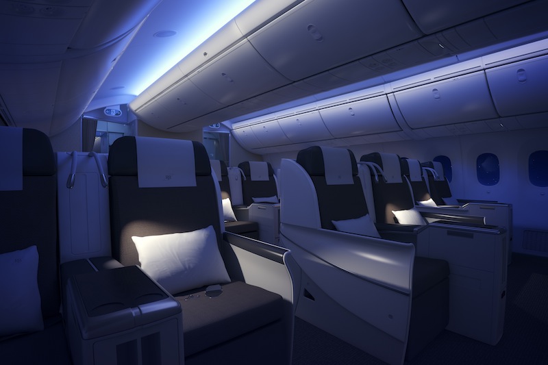 787 Business class cabin Royal Brunei Review