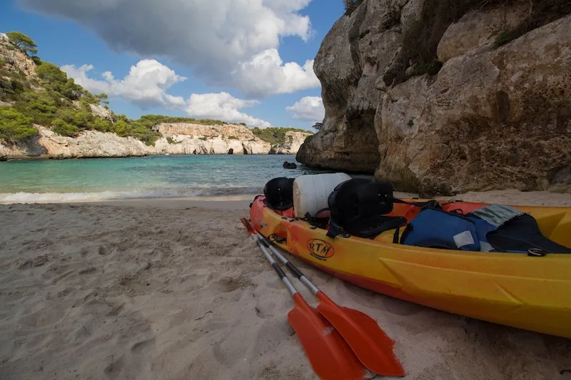 Kayak on the beach in Menorca