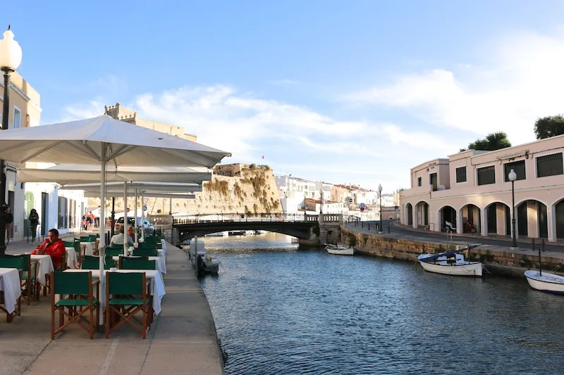 Views outside cafe Balear in Menorca