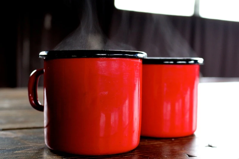 Featherdown Glamping in Lancaster - steamy mugs of tea