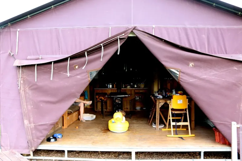 Featherdown Glamping in Lancaster - tent outside