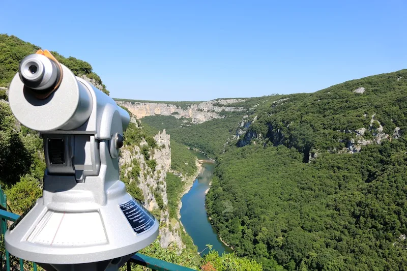 Views over the Ardeche River from Madaline cave