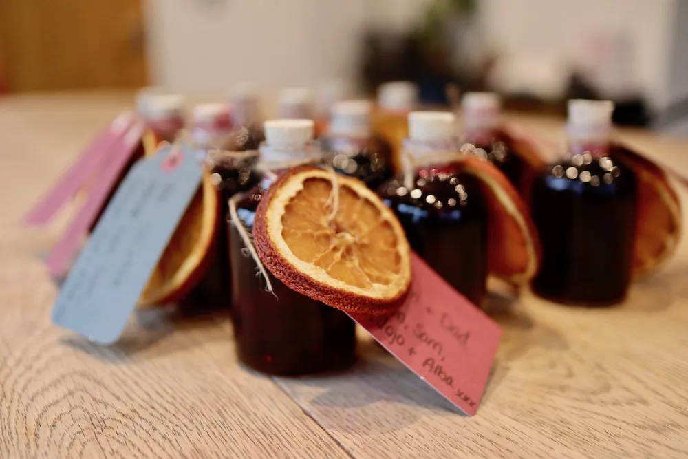 Making homemade damson gin