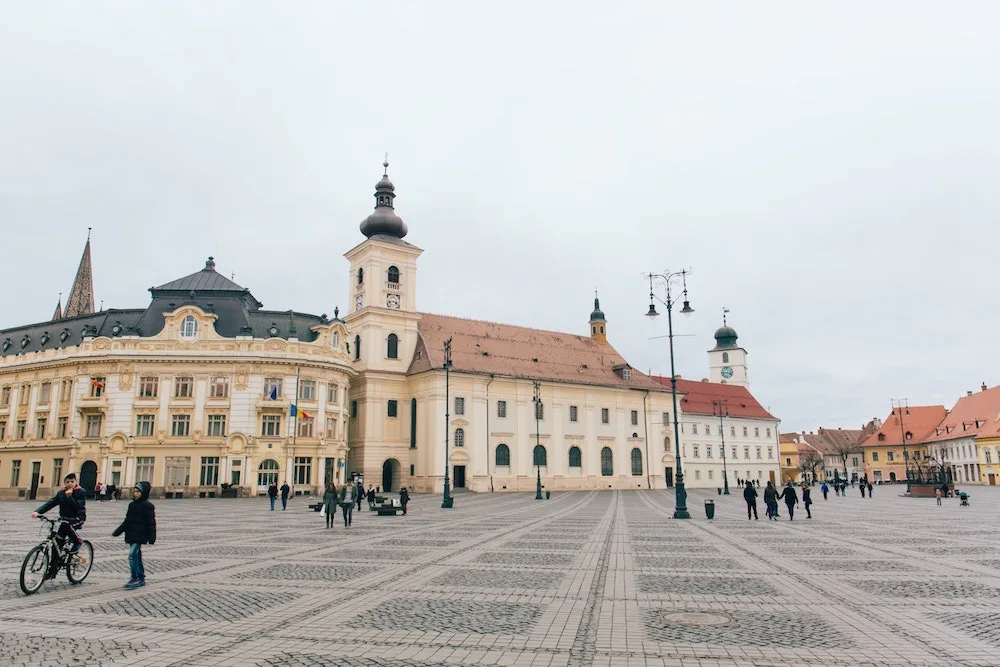 Sibiu, in the center of Transylvania, Romania. View from above