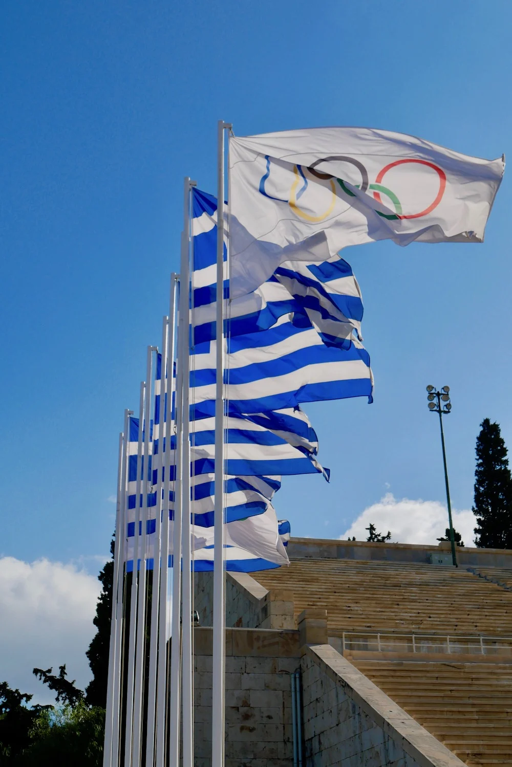 Greek flags at the Panathenaic Stadium