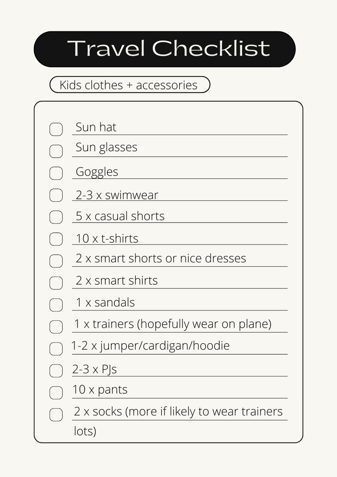 Your family holiday packing list with printable holiday checklist The