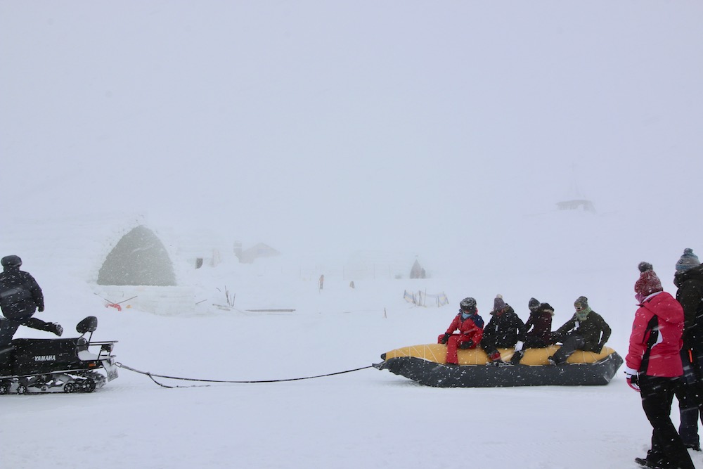 Banana ride at the Romania Ice Hotel